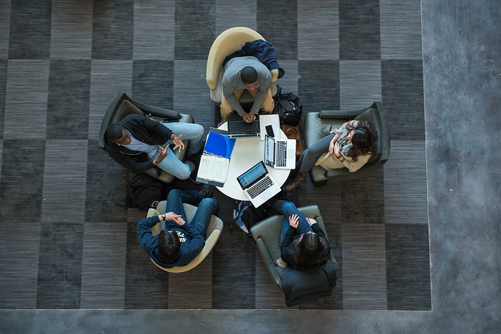 students sitting around a table